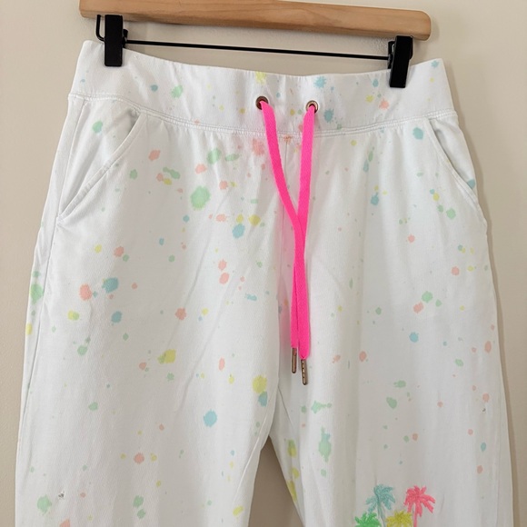 Lilly Pulitzer Mallie paint-splatter jogger pant embroidered palm tree logo M - Picture 3 of 12